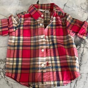 Long sleeve pink plaid Button down shirt